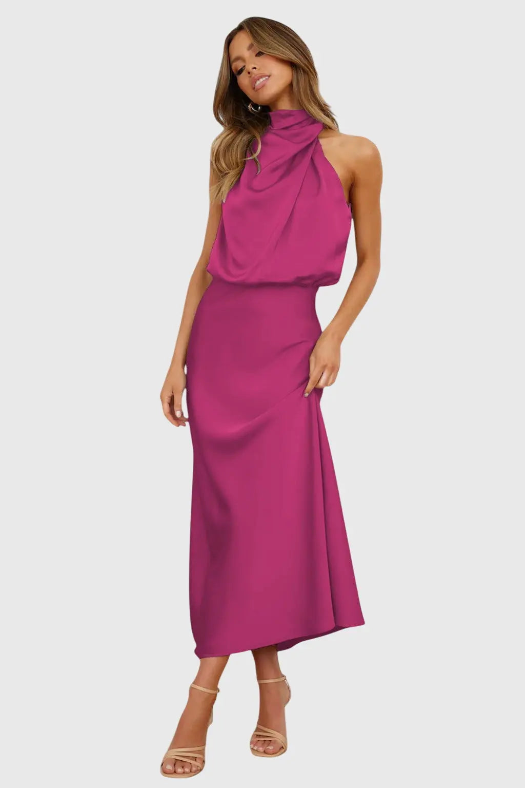 Ava™ | Glamorous Satin Halter Dress Clara Monroe