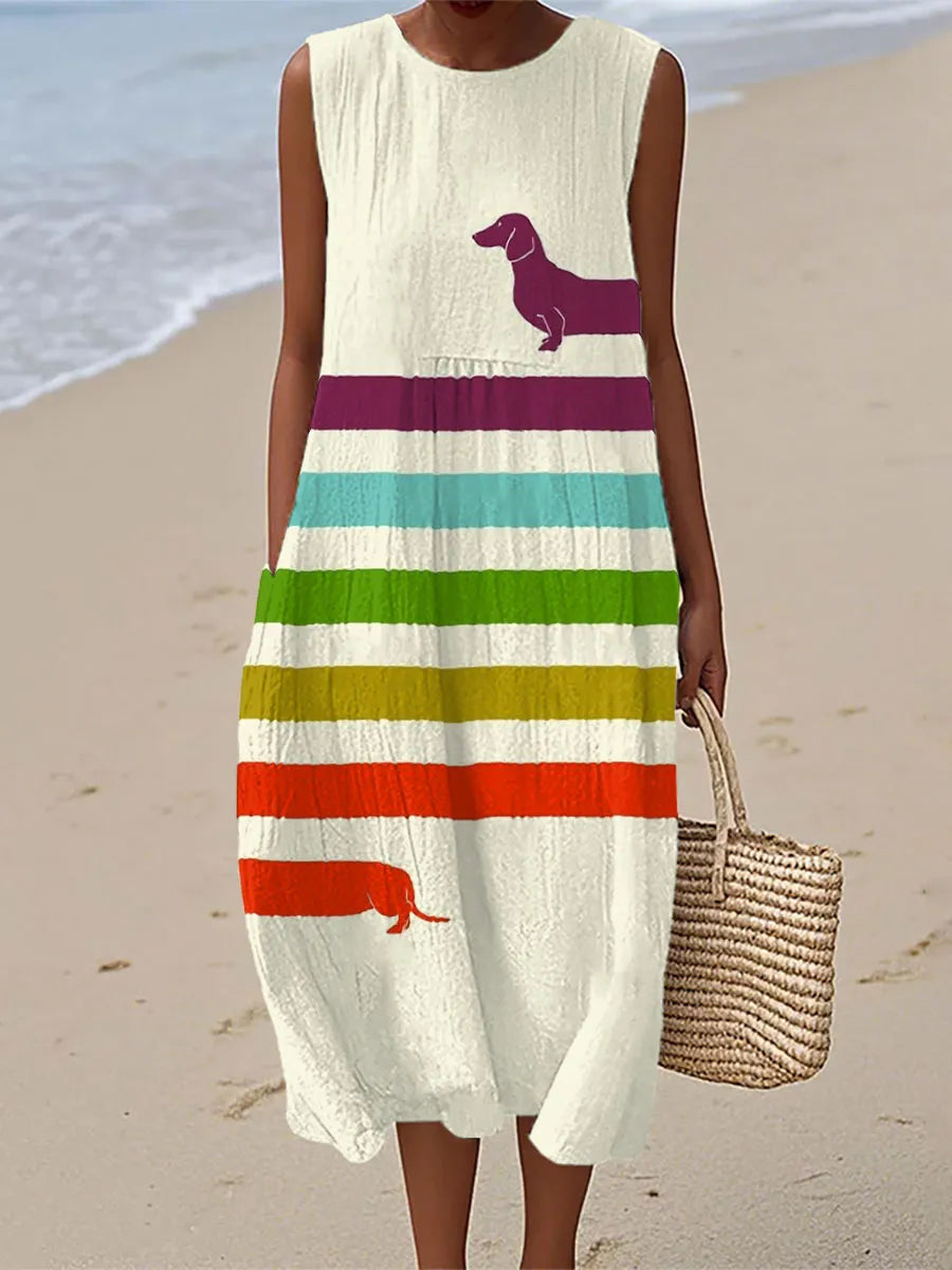 Audrey | Dachshund Art Print Midi Dress Local Neighbours Sedona