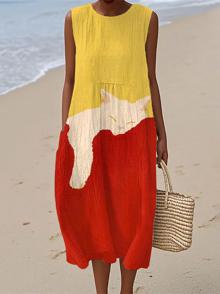 Caroline | Cute Cat Art Print Dress Local Neighbours Sedona