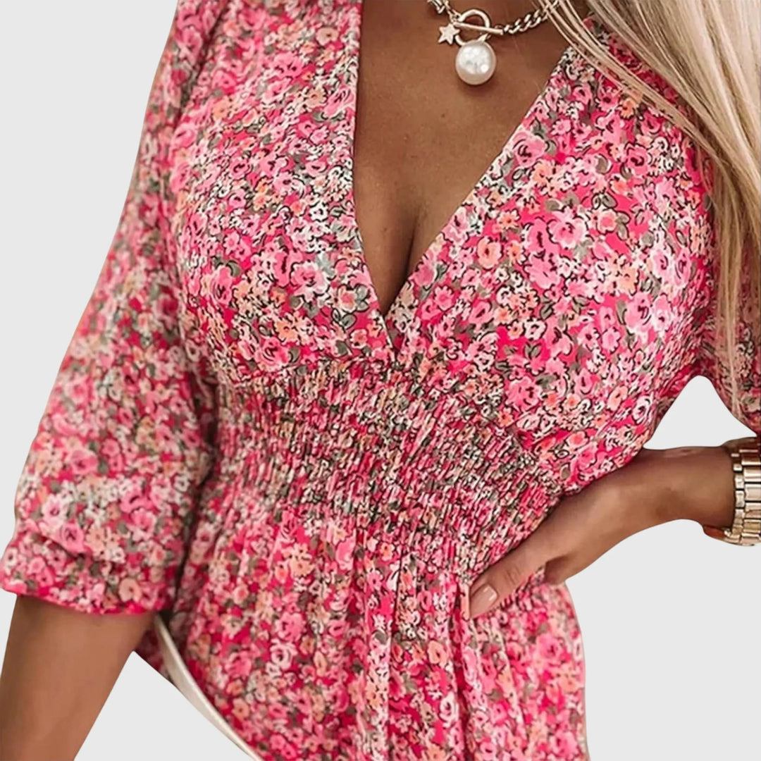 Elisa™ | Floral Puff Sleeve Dress Clara Monroe
