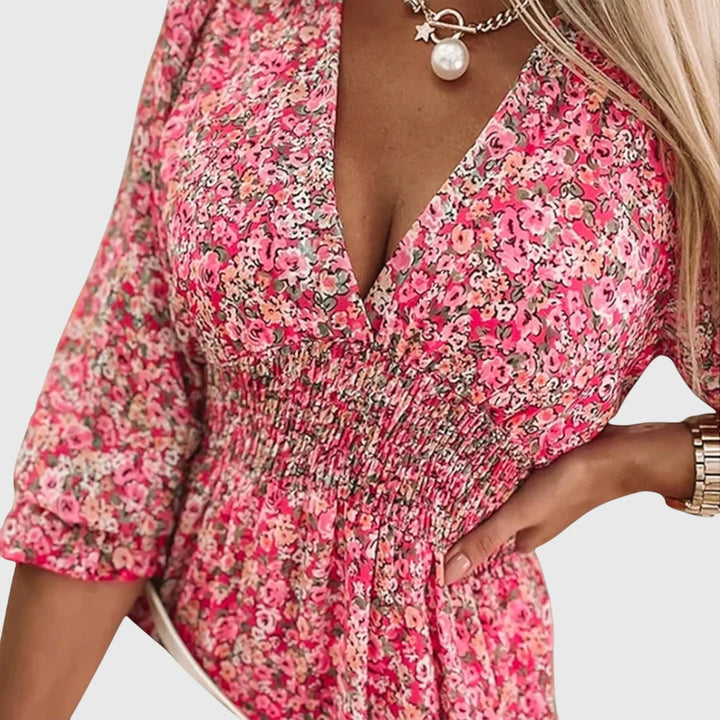 Elisa™ | Floral Puff Sleeve Dress Clara Monroe