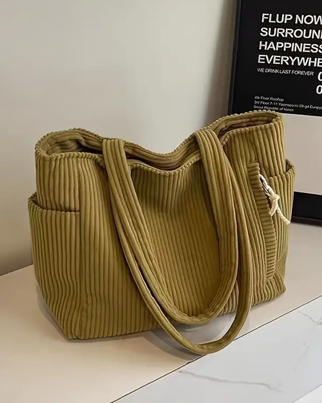 Olivia | Ribbed Pattern Bag with String Detail