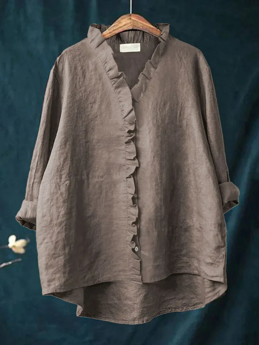 Marja | Cotton and Linen Blouse with Ruffles