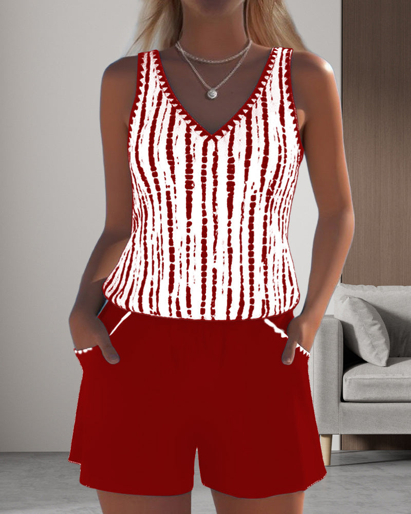 Mia™ | Casual Two Piece Printed V-Neck Swimsuit with Pockets Local Neighbours Sedona