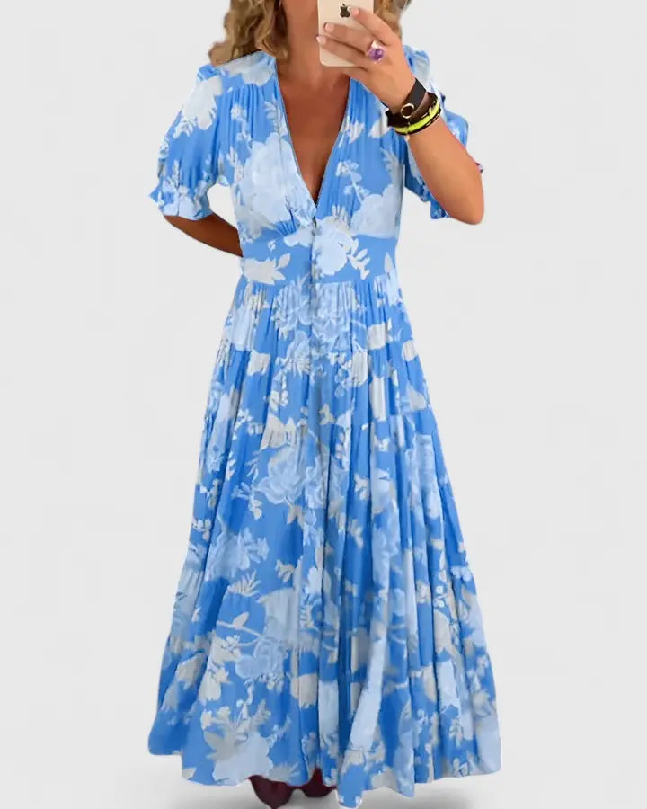 Minelda | Elegant Floral V-neck Dress Clara Monroe
