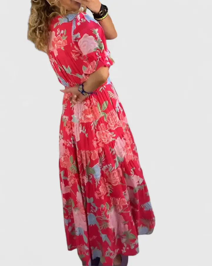 Minelda | Elegant Floral V-neck Dress Clara Monroe