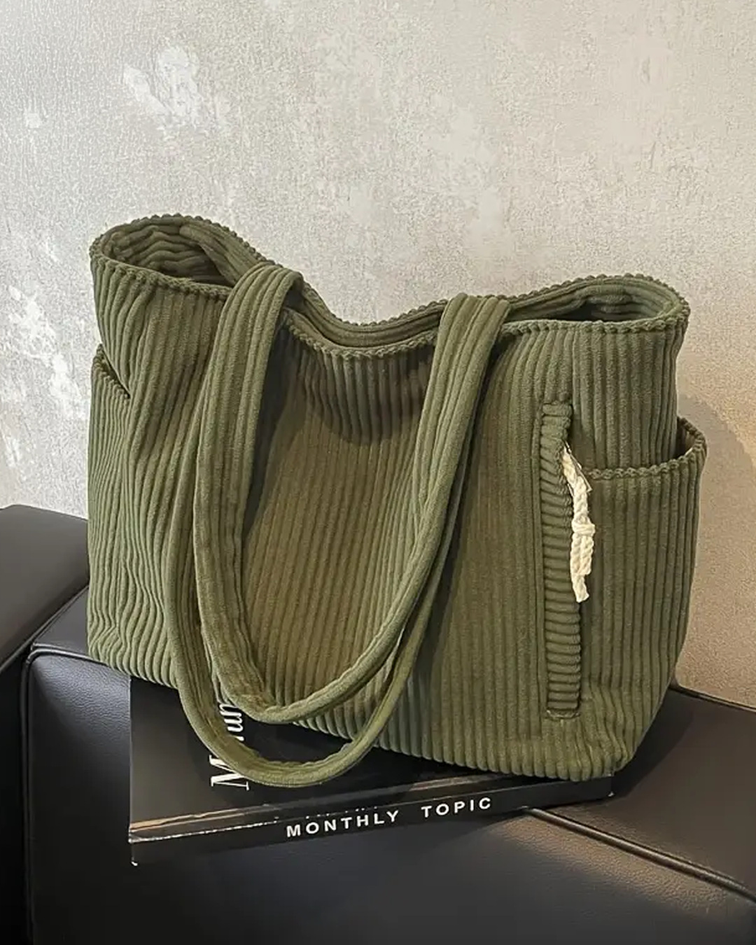 Olivia | Ribbed Pattern Bag with String Detail