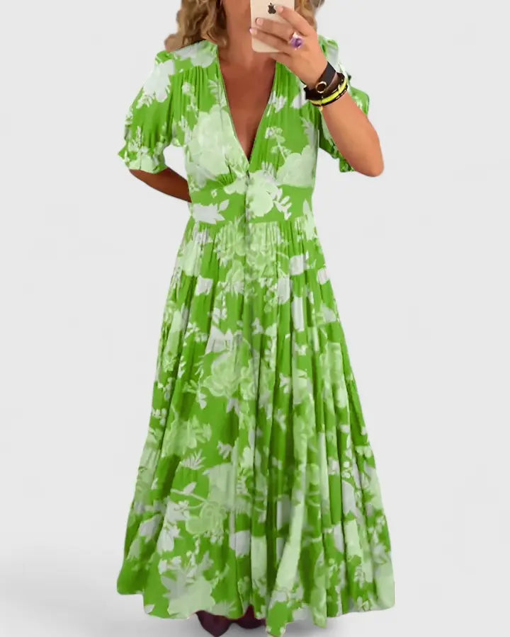 Minelda | Elegant Floral V-neck Dress Clara Monroe