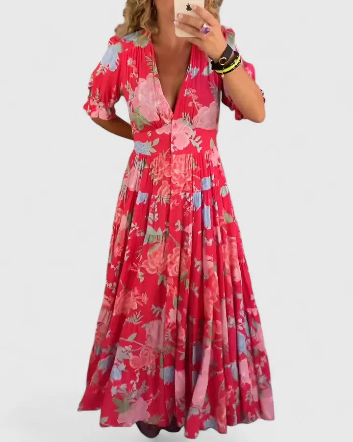 Minelda | Elegant Floral V-neck Dress Clara Monroe