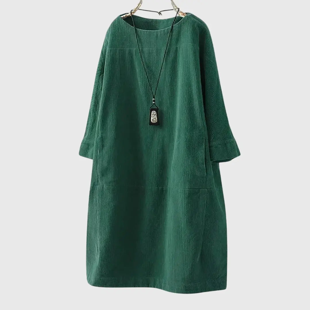 Grace | Relaxed Corduroy Midi Dress Clara Monroe