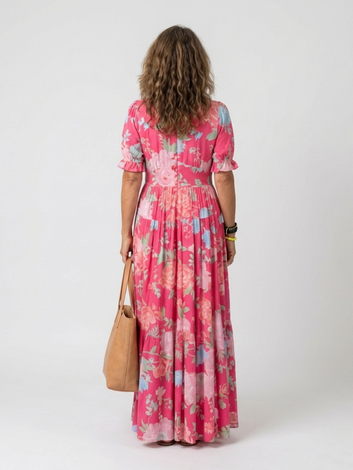 Ione | Short Sleeve V Neck Floral Midi Dress Local Neighbours Sedona