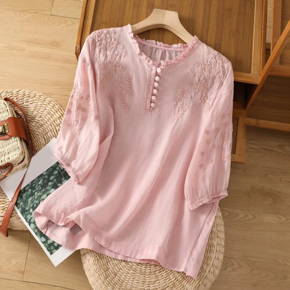 Suzanne™ | Floral Button-Front Blouse Local Neighbours Sedona