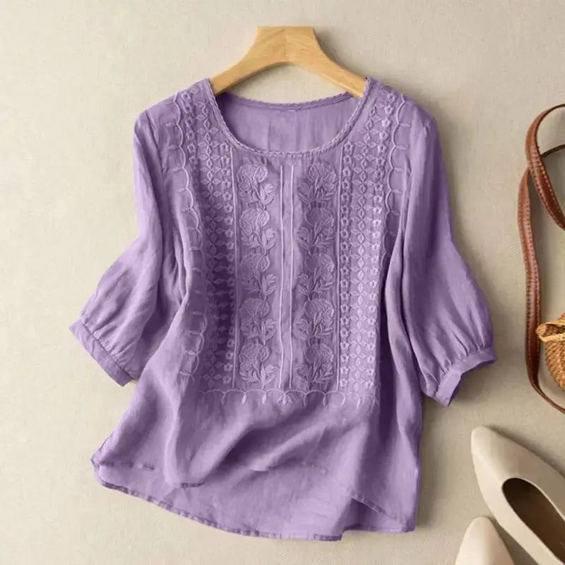 Aurora – Embroidered Relaxed Blouse Claire's Coastal Boutique Seaside