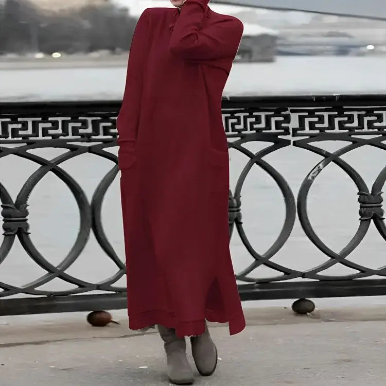 Mara Knitted Maxi Dress – Cozy Long Sleeve Oversized Winter Dress Clara Monroe