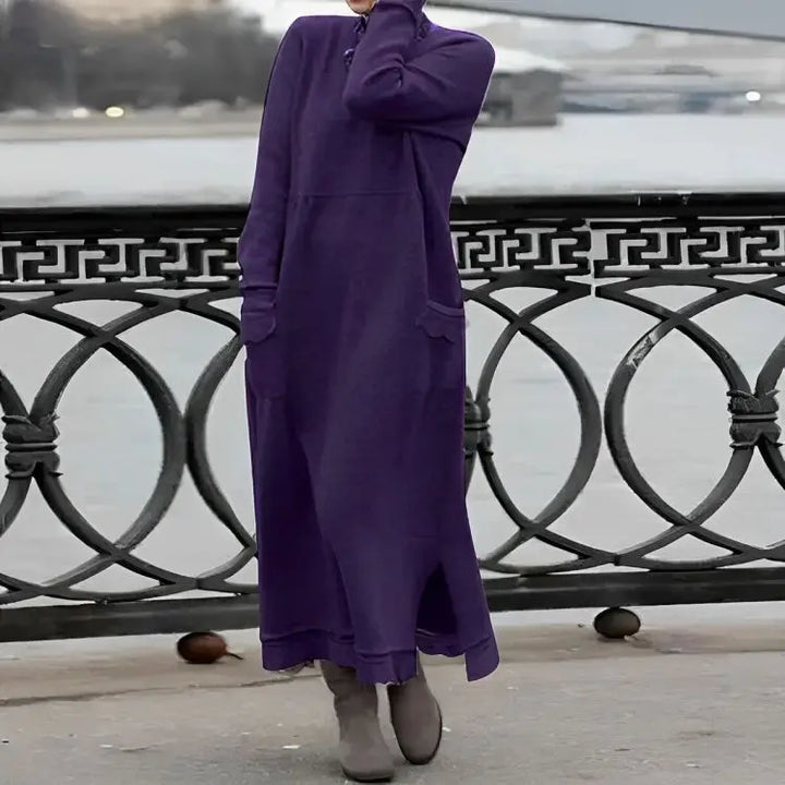 Mara Knitted Maxi Dress – Cozy Long Sleeve Oversized Winter Dress Clara Monroe