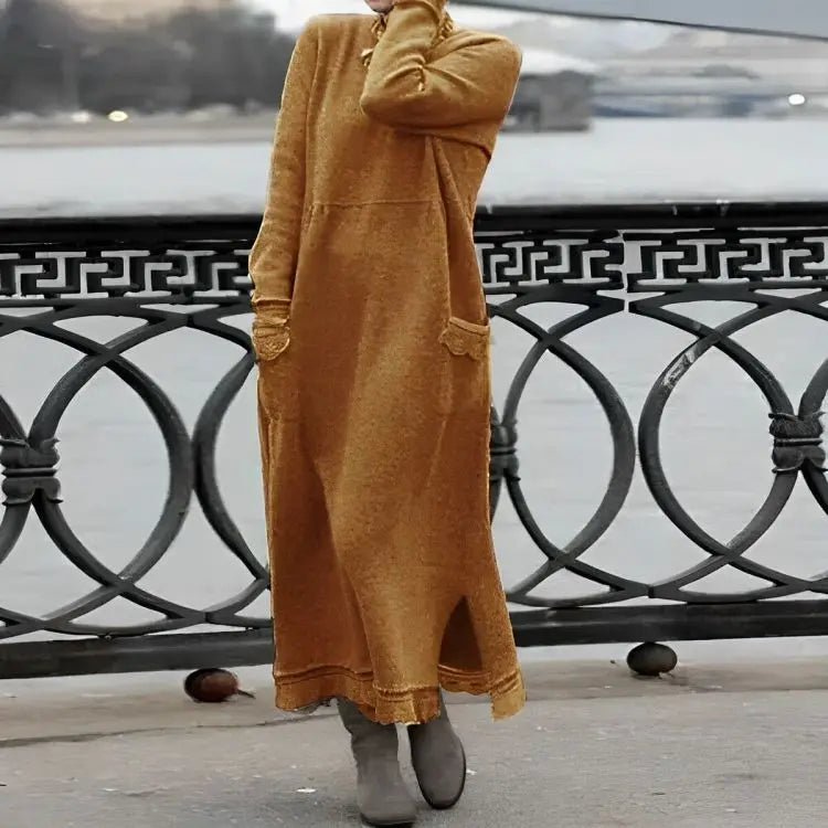 Mara Knitted Maxi Dress – Cozy Long Sleeve Oversized Winter Dress Clara Monroe