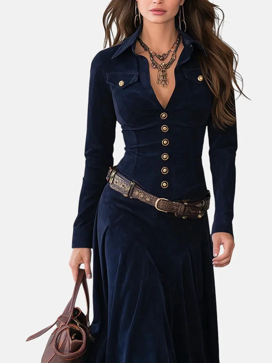 MILANA | Long Suede Dress with Slit Clara Monroe