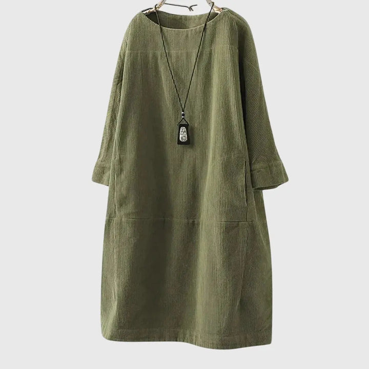 Grace | Relaxed Corduroy Midi Dress Clara Monroe