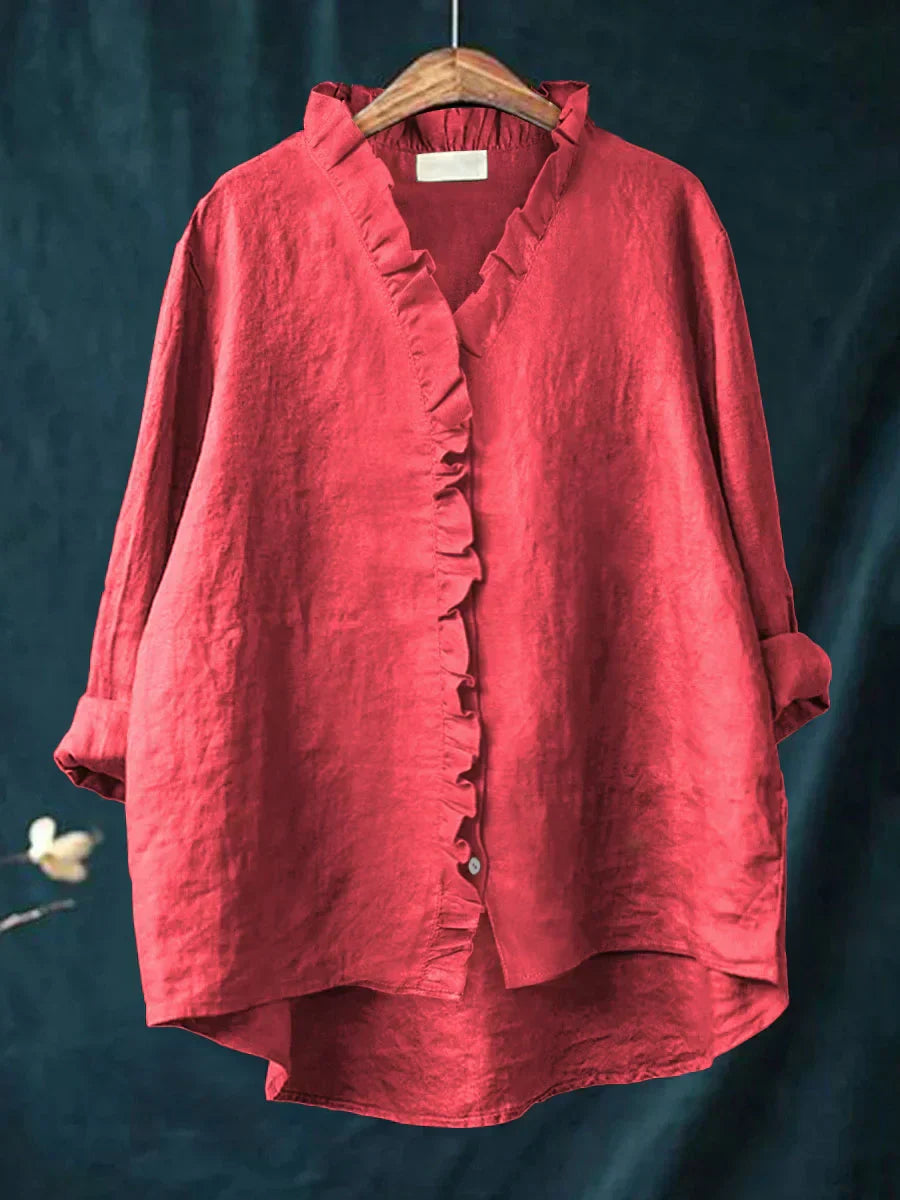 Marja | Cotton and Linen Blouse with Ruffles