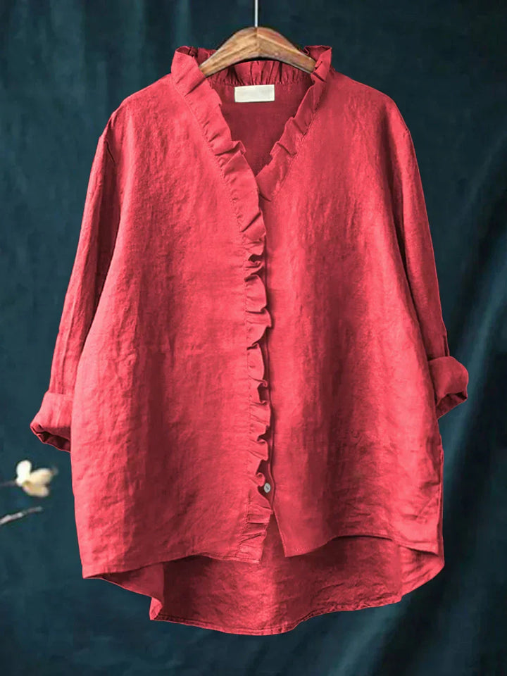 Marja | Cotton and Linen Blouse with Ruffles