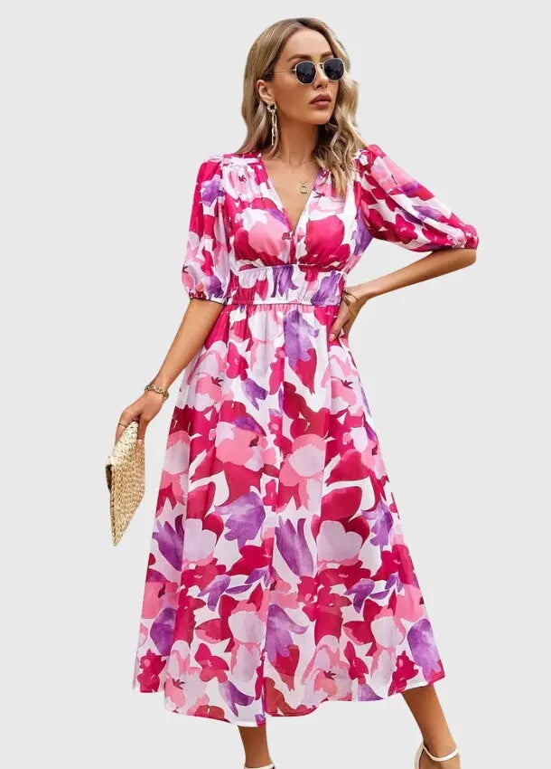 Merlin™ | Flattering Floral Midi Dress Clara Monroe