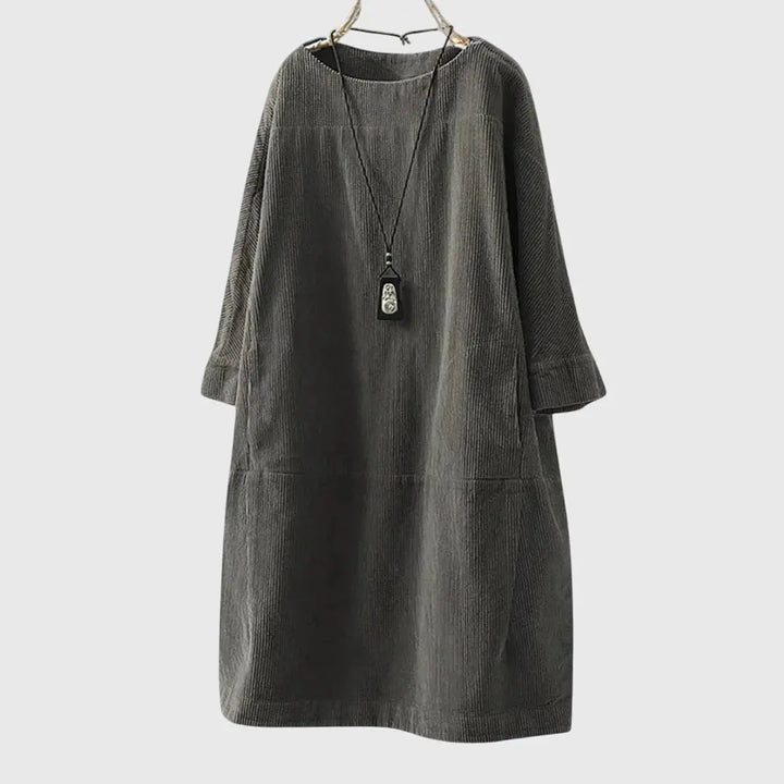 Grace | Relaxed Corduroy Midi Dress Clara Monroe