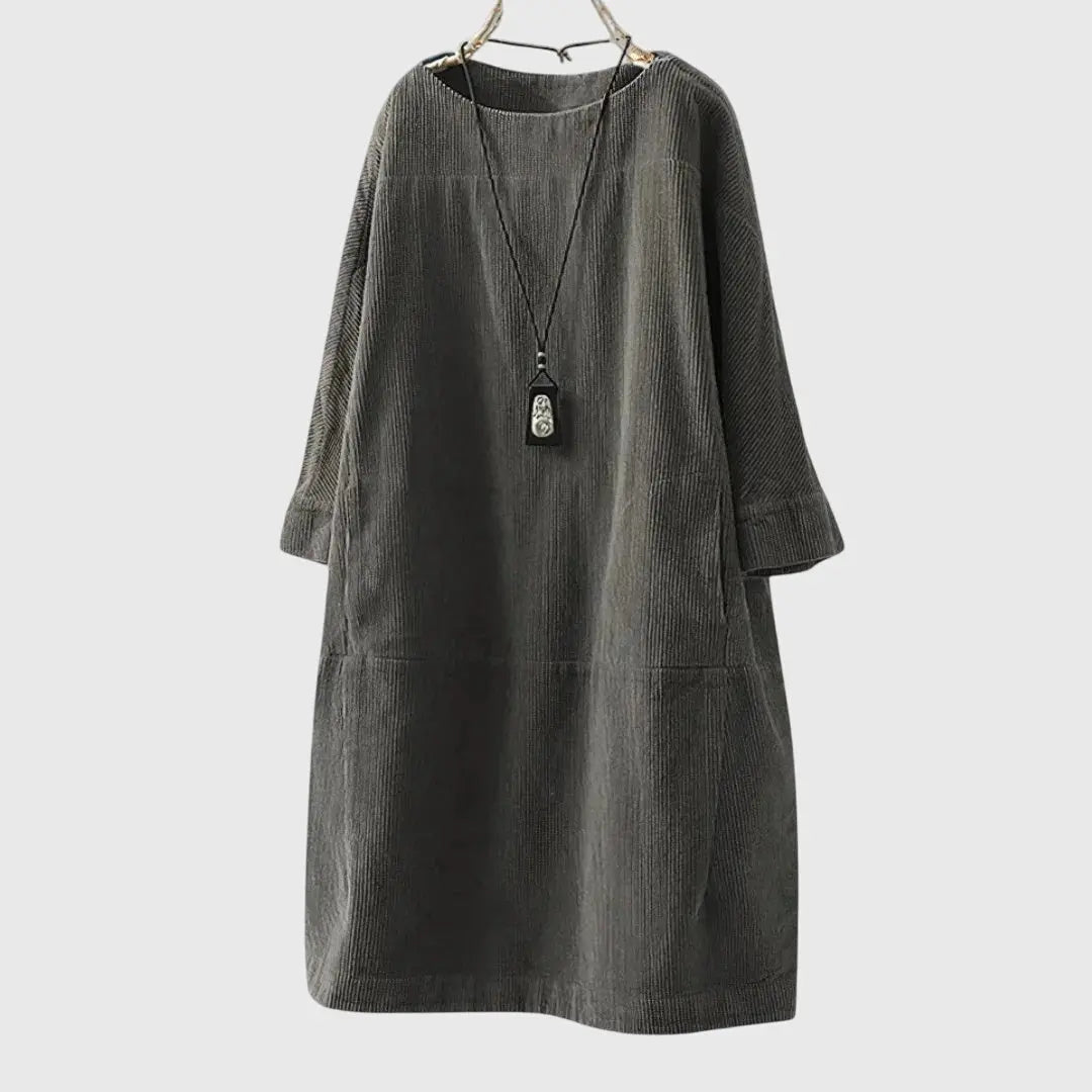 Grace | Relaxed Corduroy Midi Dress Clara Monroe