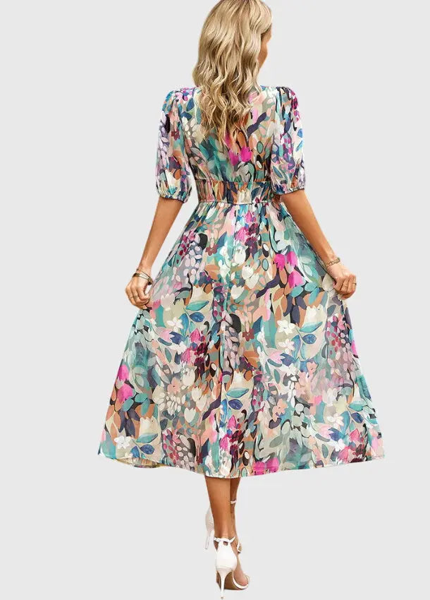 Merlin™ | Flattering Floral Midi Dress Clara Monroe