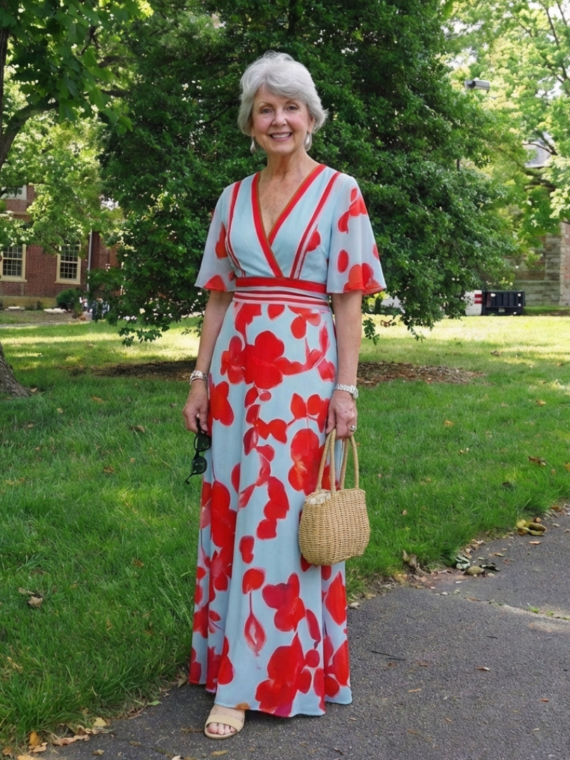 Corinne | V Neck Short Sleeve Floral Maxi Dress Local Neighbours Sedona