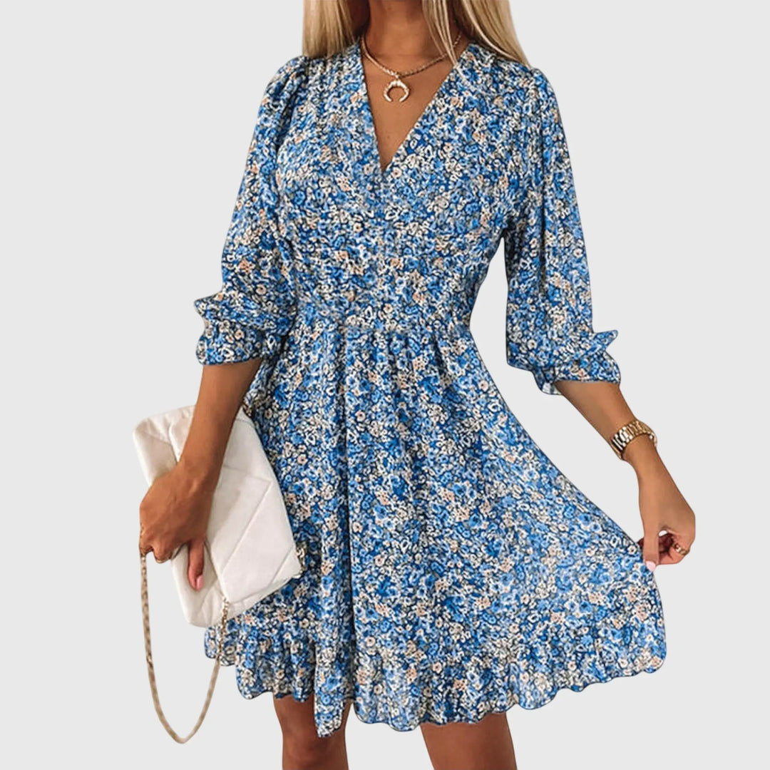 Elisa™ | Floral Puff Sleeve Dress Clara Monroe