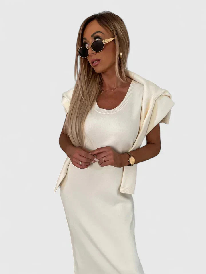 Chrystahl | Elegant Dress and Turtle Neck Sweater Set Clara Monroe