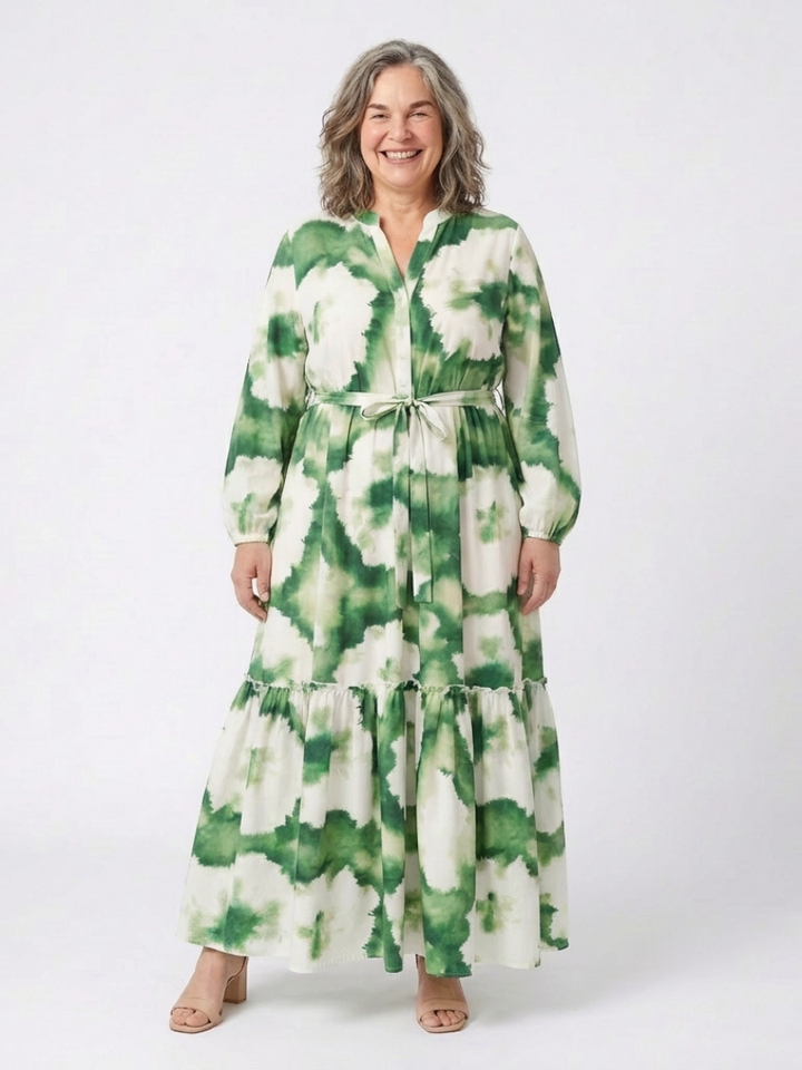 Sabine | Long Sleeve Tie Waist Tiered Maxi Dress Local Neighbours Sedona