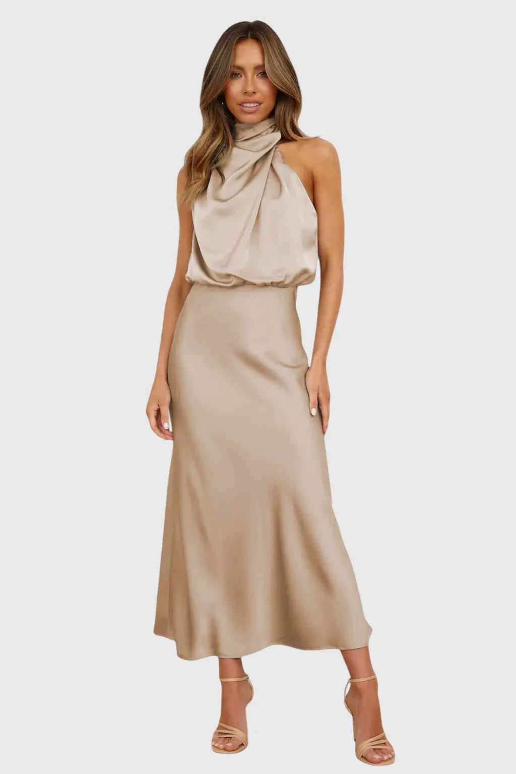 Ava™ | Glamorous Satin Halter Dress Clara Monroe