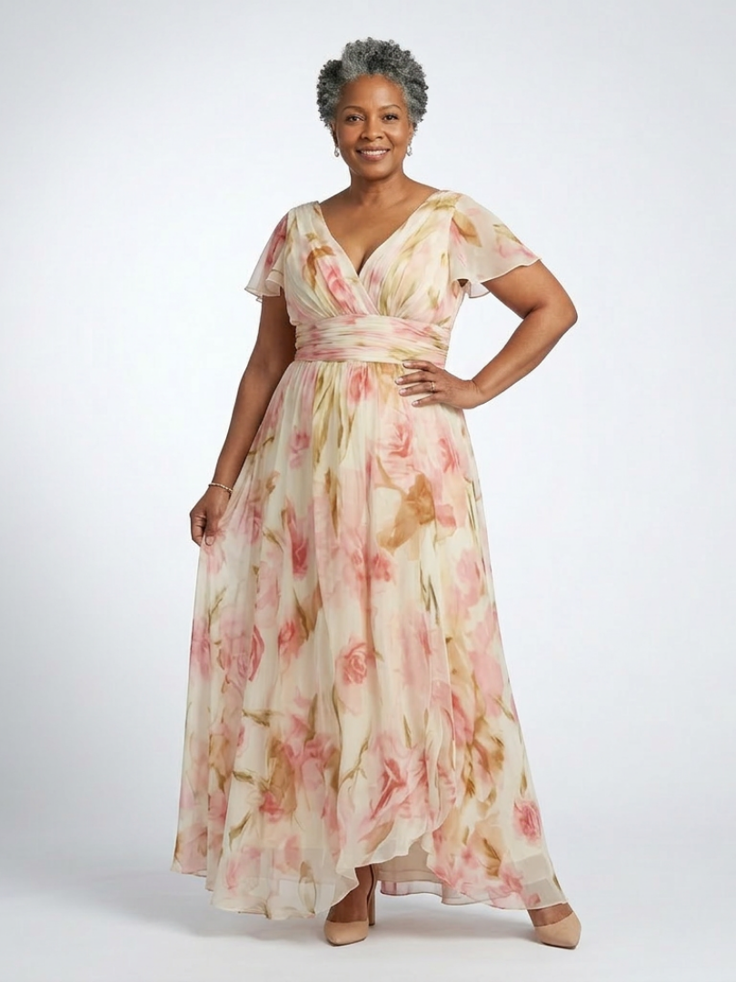 Elara | V Neck Short Sleeve Floral Maxi Dress Local Neighbours Sedona