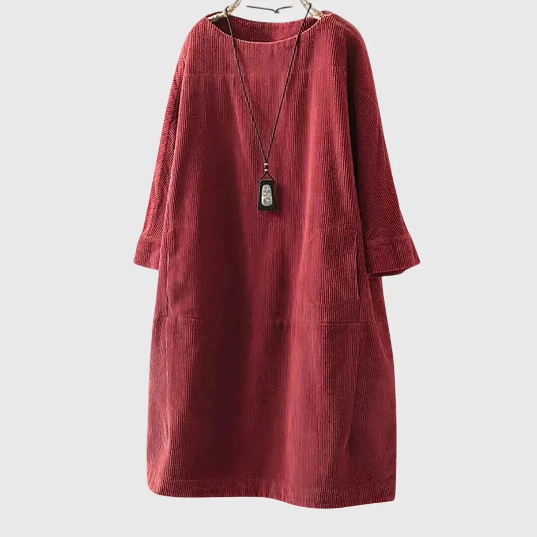 Grace | Relaxed Corduroy Midi Dress Clara Monroe