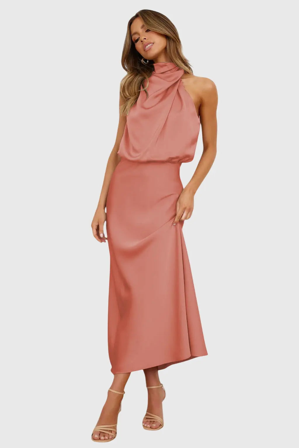 Ava™ | Glamorous Satin Halter Dress Clara Monroe