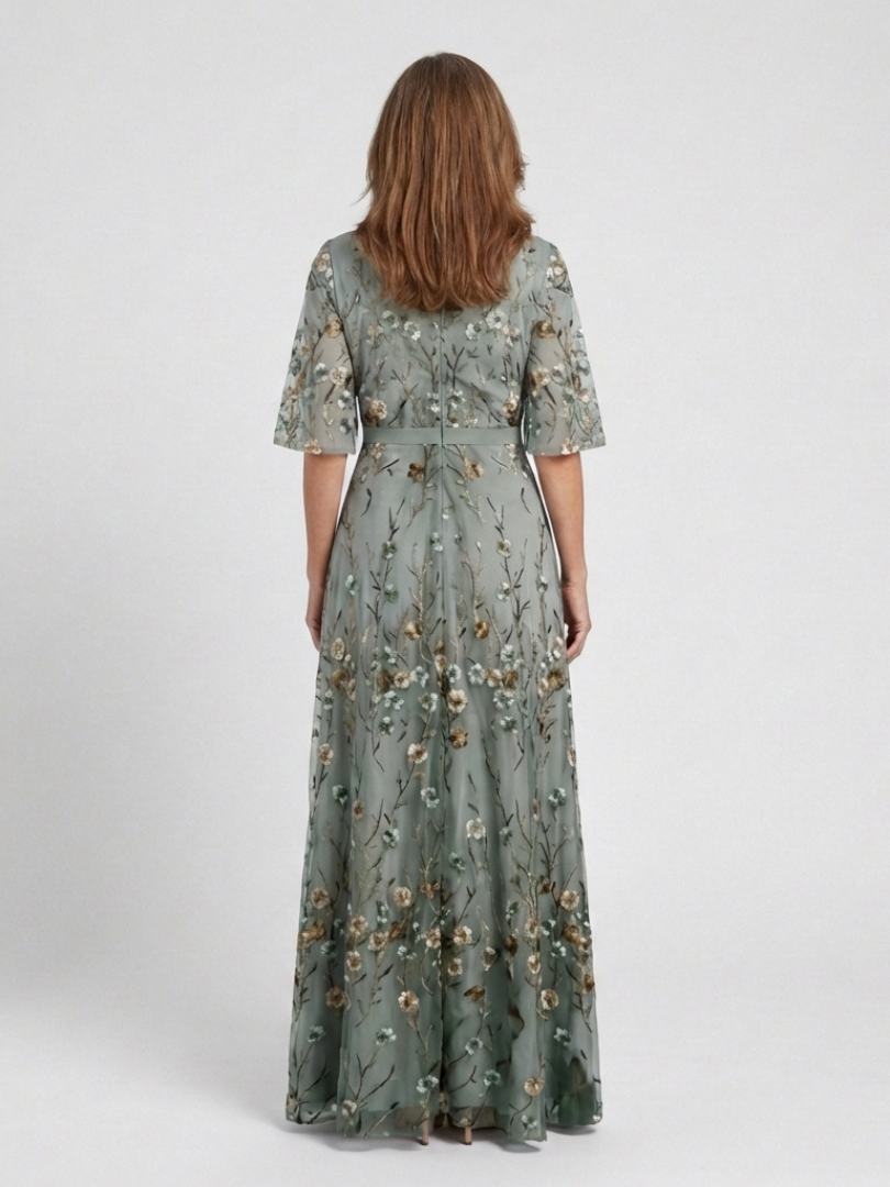 Evadne | Embroidered V Neck Maxi Dress Local Neighbours Sedona