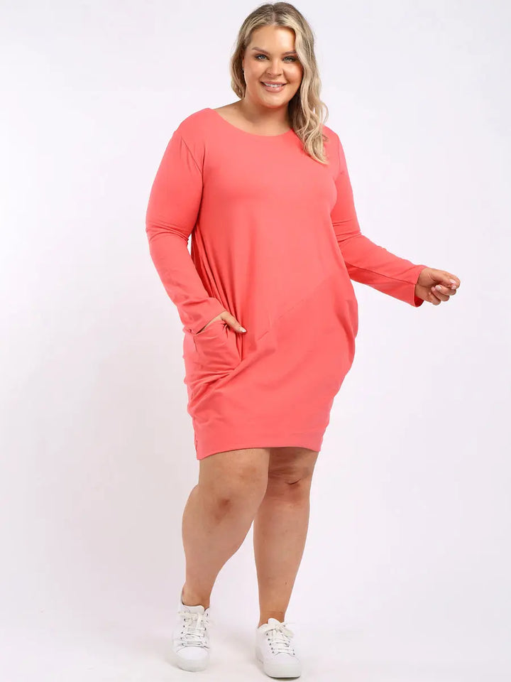 Plain Side Pockets Ladies Cotton Dress Clara Monroe