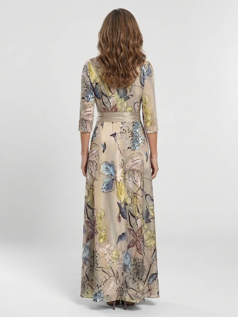 Margaret | Three Quarter Sleeve Floral Maxi Wrap Dress Local Neighbours Sedona