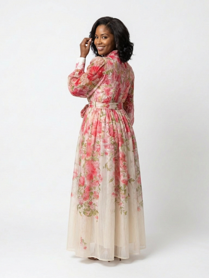 Cressida | Floral Sheer Long Sleeve Maxi Dress Local Neighbours Sedona