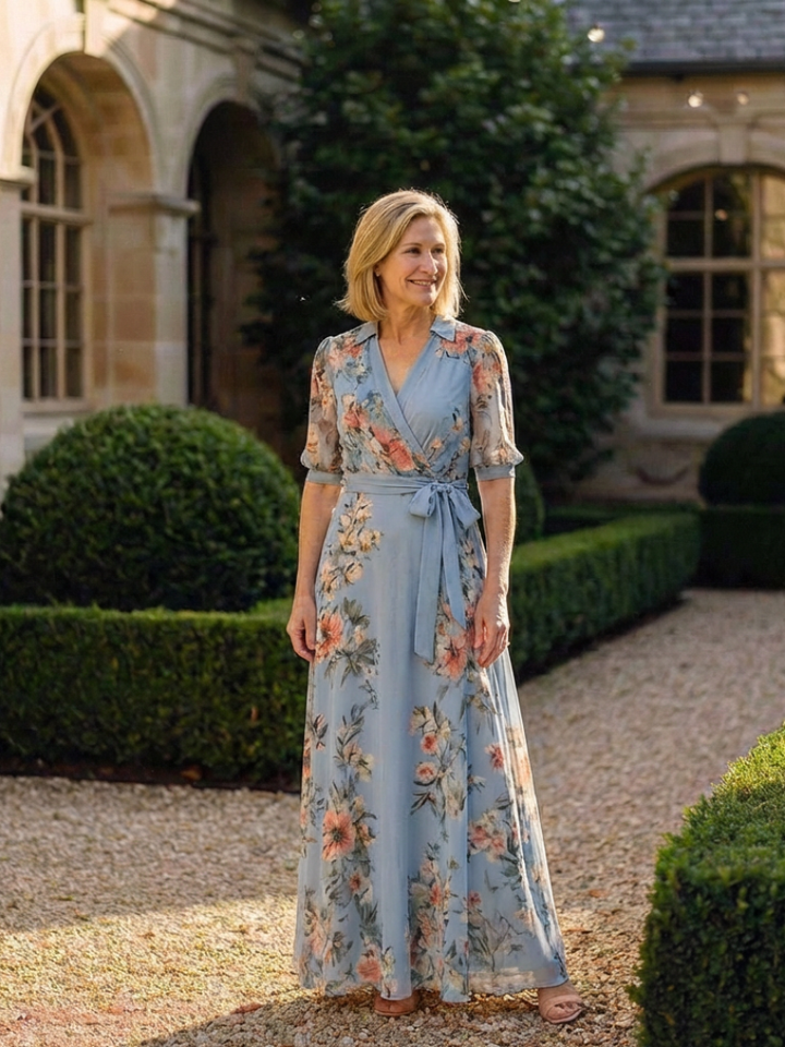 Elowen | Floral Wrap V Neck Maxi Dress Local Neighbours Sedona