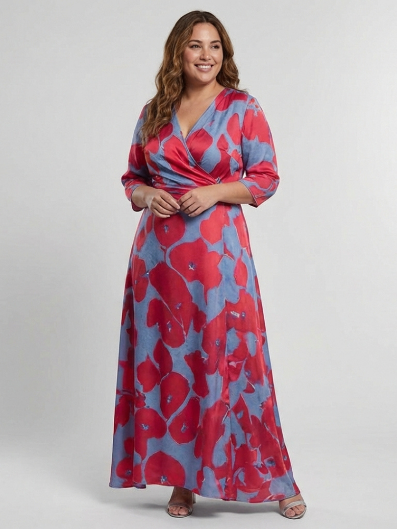 Danielle | Three Quarter Sleeve V Neck Floral Maxi Dress Local Neighbours Sedona